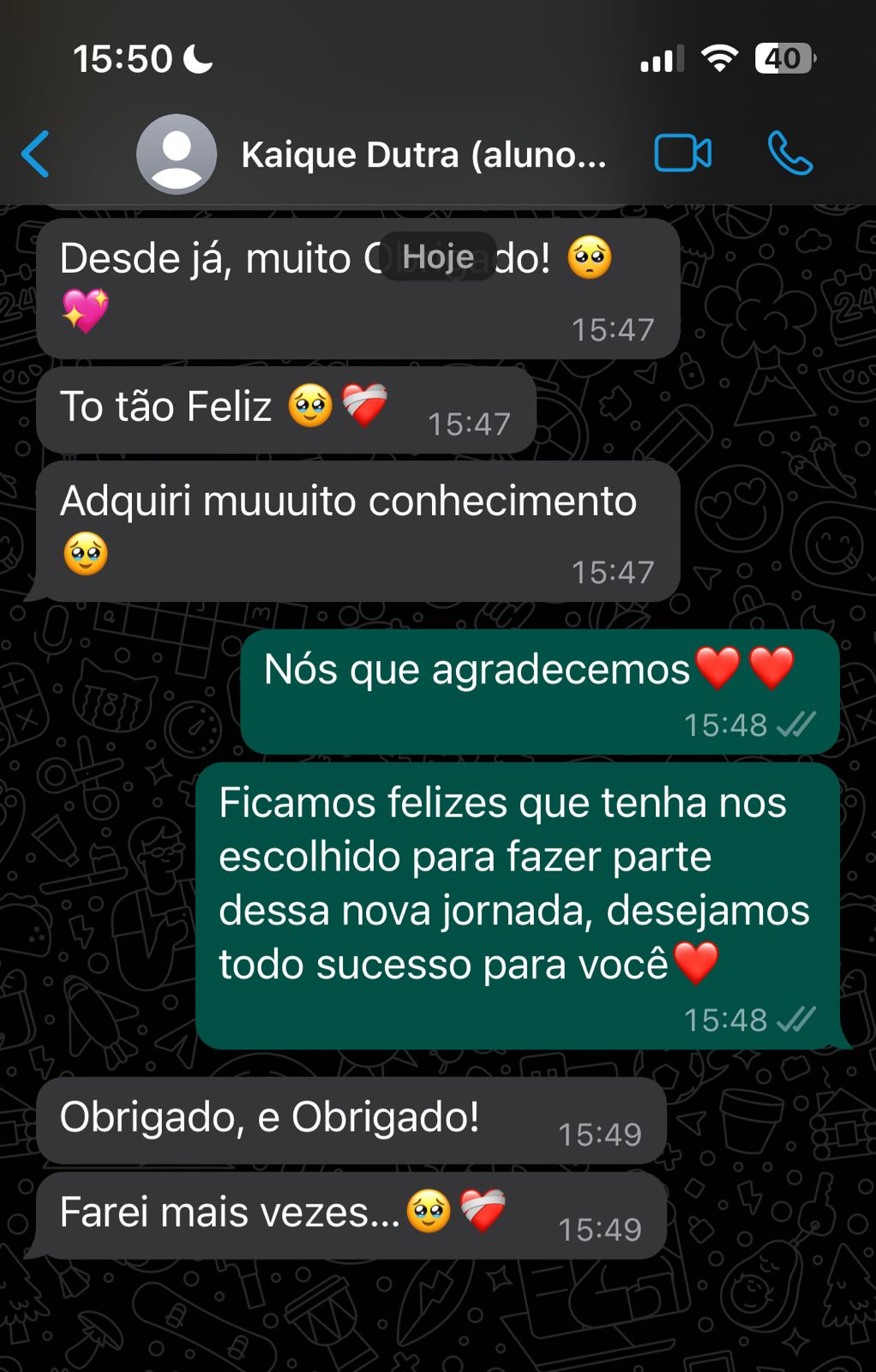 Depoimento de aluna 8
